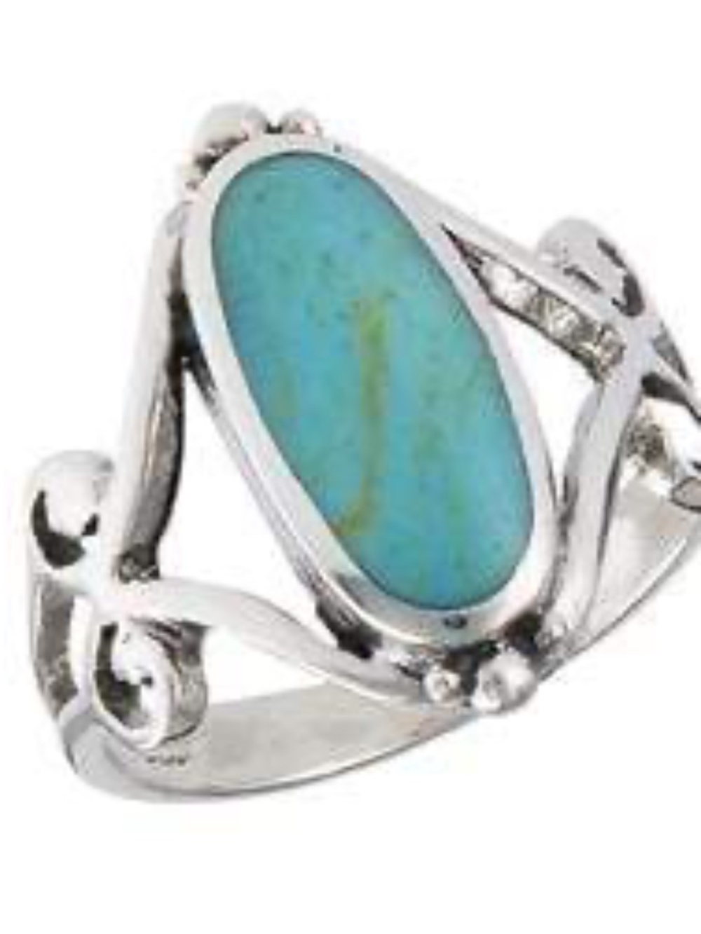 Womens Sterling Silver .925 Turquoise Oval Ring Size 8